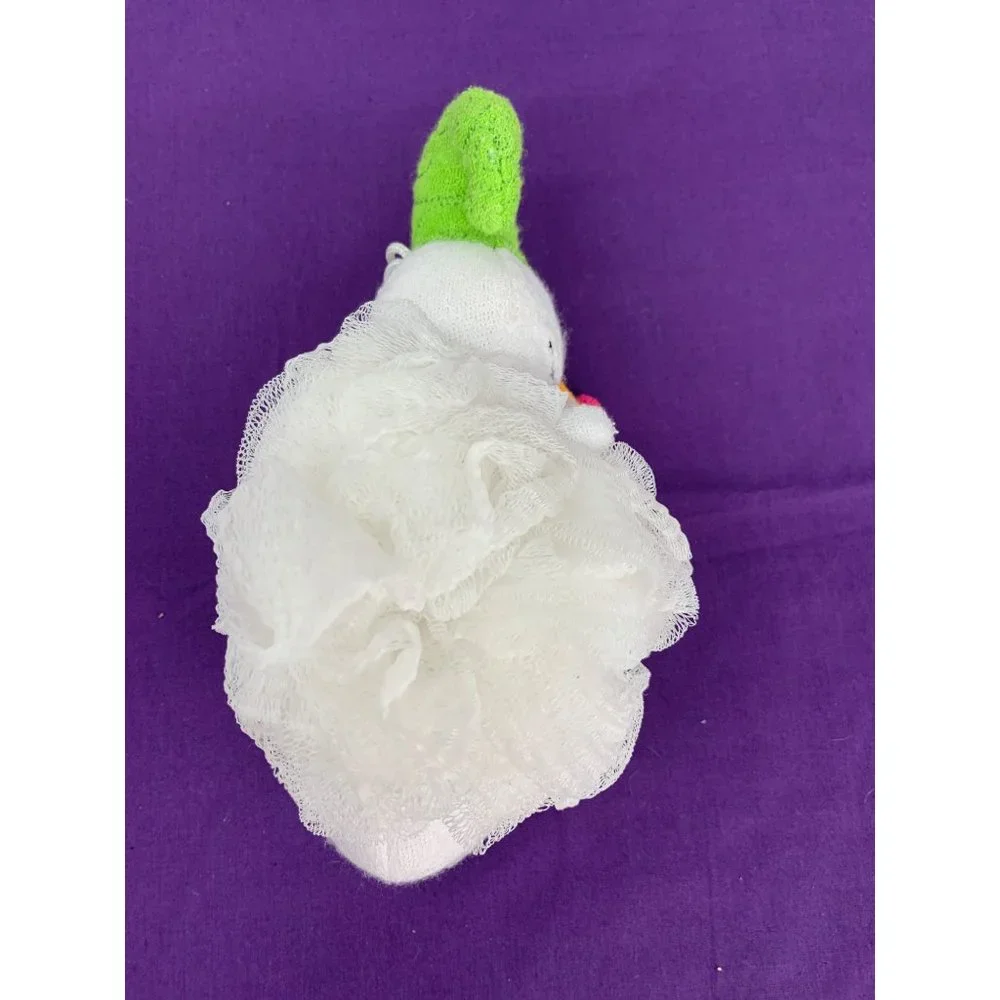 Pier One Imports 8 inch Bath Scrubbing Terry Cloth Snowman green hat pink scarf